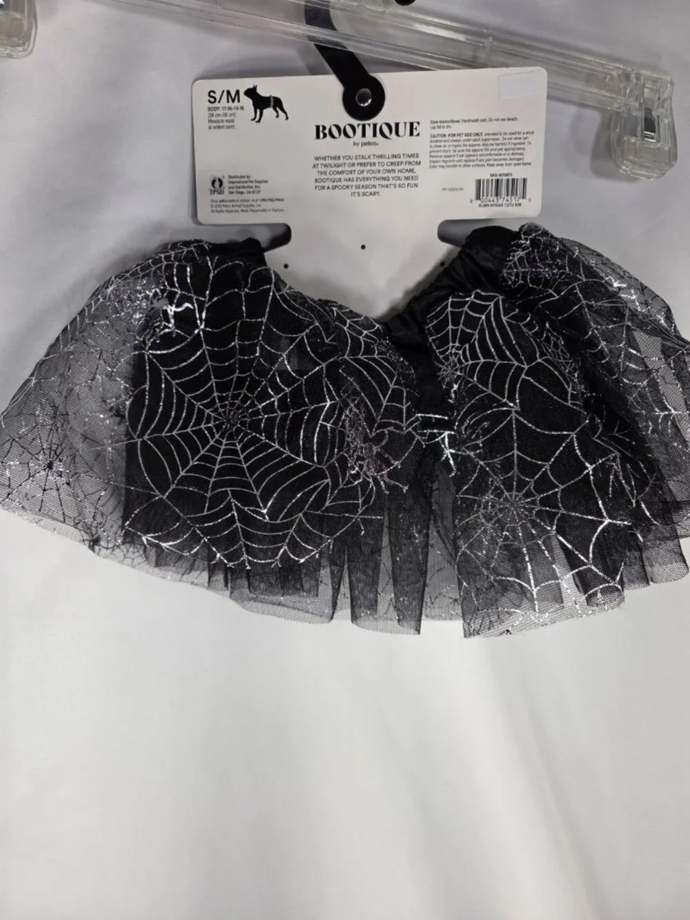 Bootique by Petco NWT Black & Silver Spider Web Tutu Size S/M
